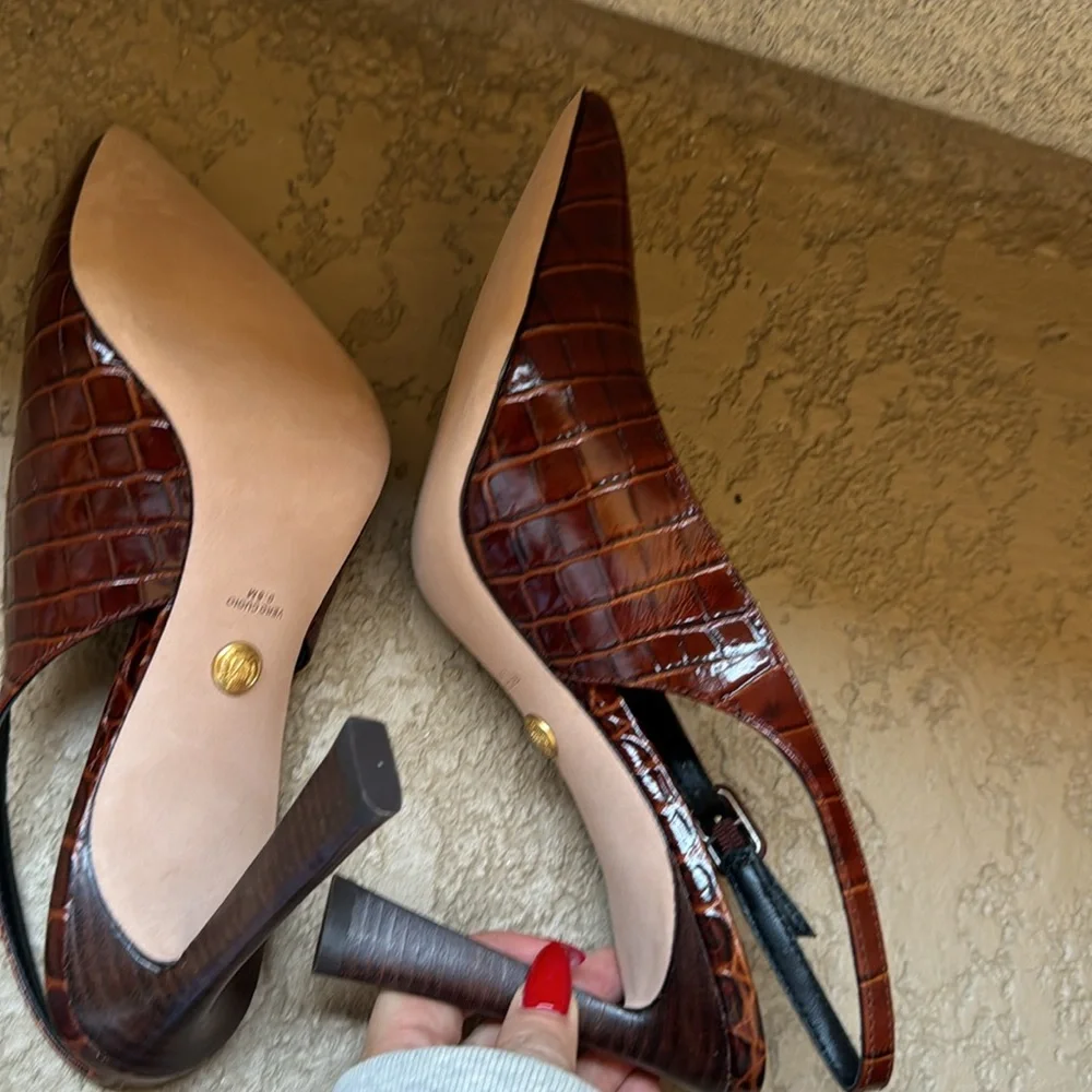 Veronica Beard Callie Leather Cap-Toe Slingback Pumps